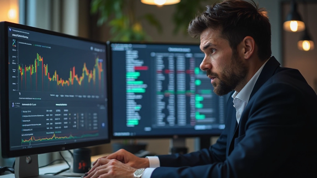Профессиональный аналитик изучает графики и диаграммы доходов на экране